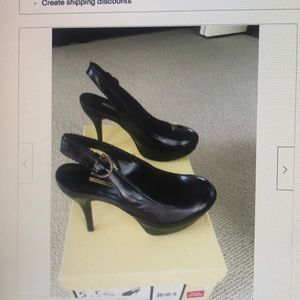 Max Studio 5.5 purple black platform sling back